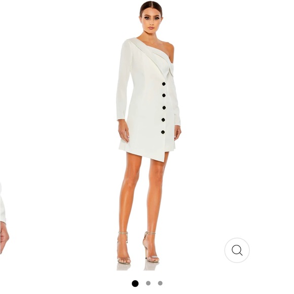 Mac Duggal Dresses & Skirts - Mac Duggal 26734 Drop Shoulder Faux Tuxedo Mini Dress White 4 NWOT